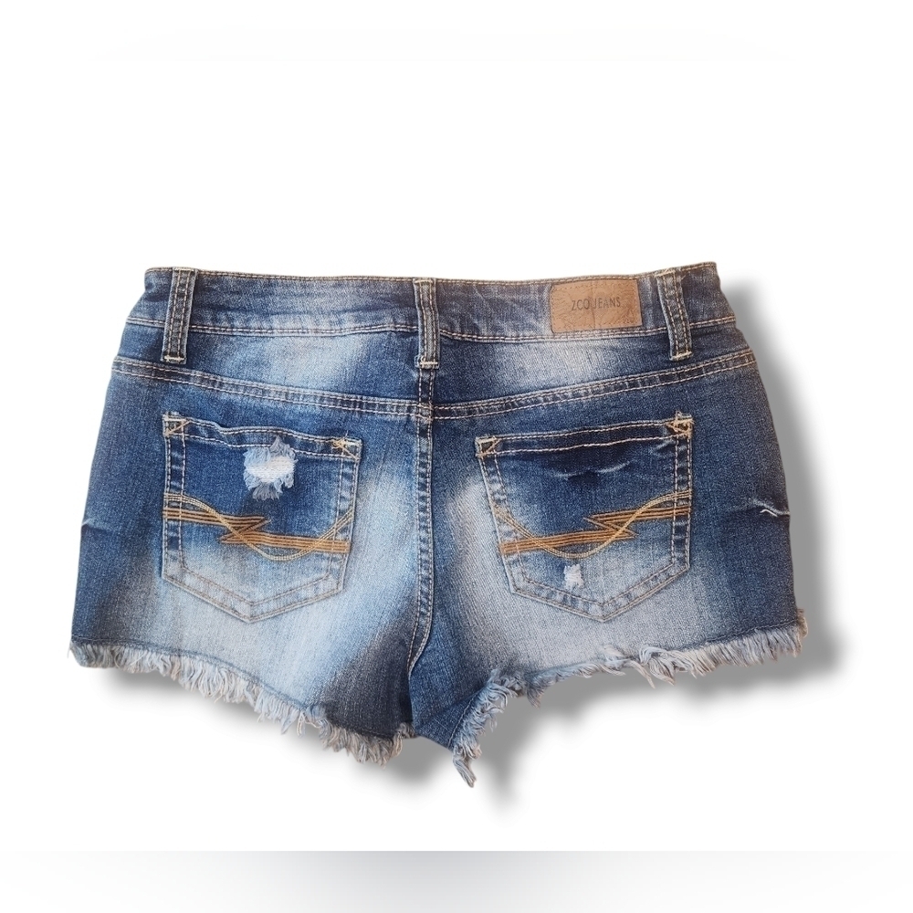 ZCO Jean Shorts Cutoff Distressed Flower Stitched Y2K Festival Size 11 N… - Picture 2 of 11